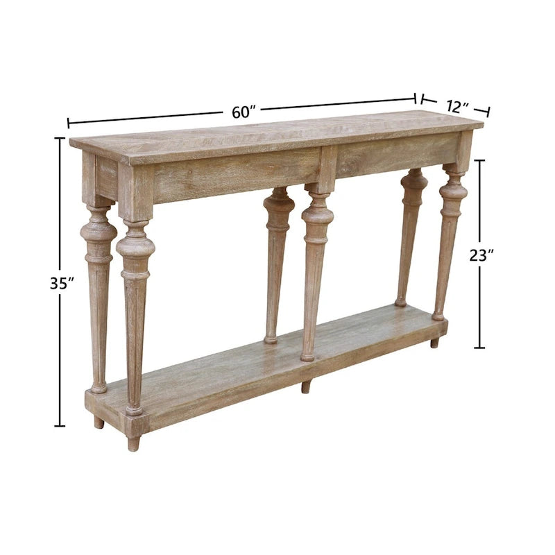 Arin 60-inch Traditional Turned Leg Console Table, Mango Hardwood