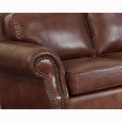 Brandon Distressed Whiskey Italian Leather Sofa and Loveseat Set