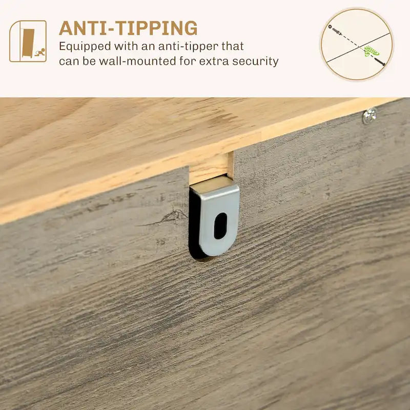 HOMCOM Sideboard with Solid Wood Countertop, Modern Kitchen Storage Cabinet, Coffee Bar Cabinet with 3 Drawers