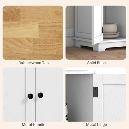 HOMCOM Sideboard with Solid Wood Countertop, Modern Kitchen Storage Cabinet, Coffee Bar Cabinet with 3 Drawers