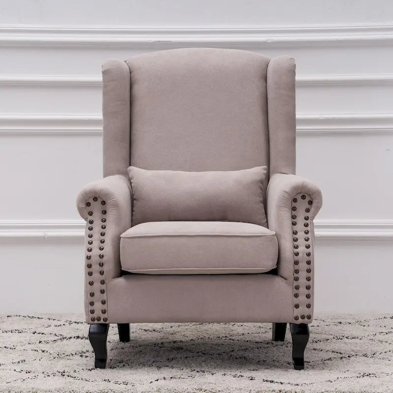 Upholstered Trim Wingback Armchair with Nailhead Trim