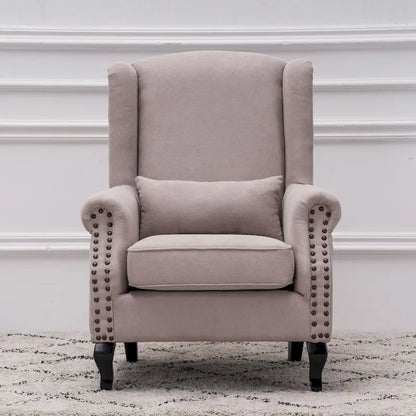 Upholstered Trim Wingback Armchair with Nailhead Trim