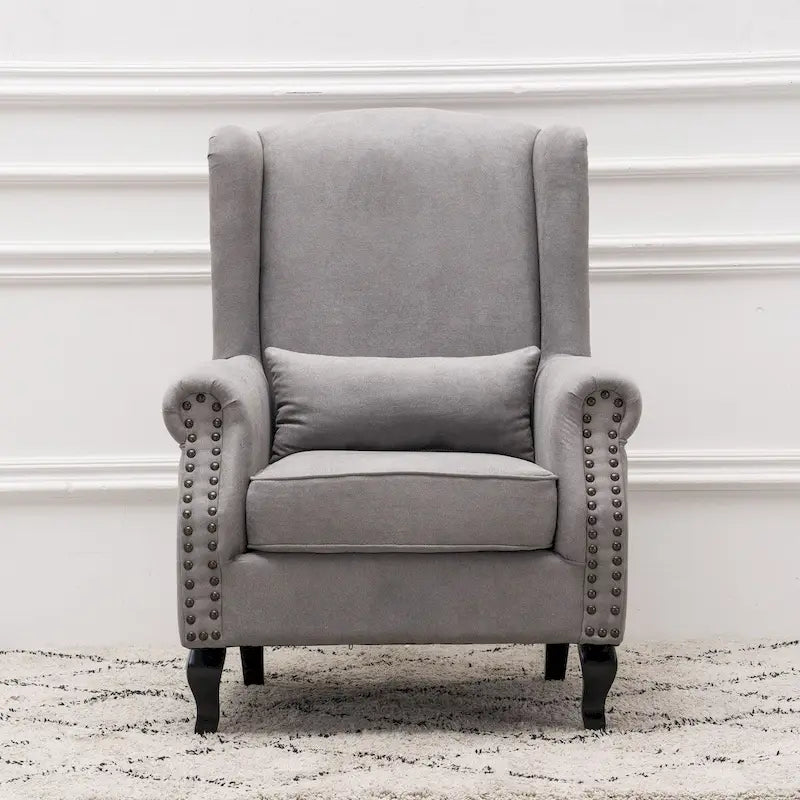 Upholstered Trim Wingback Armchair with Nailhead Trim