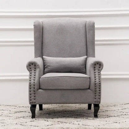 Upholstered Trim Wingback Armchair with Nailhead Trim