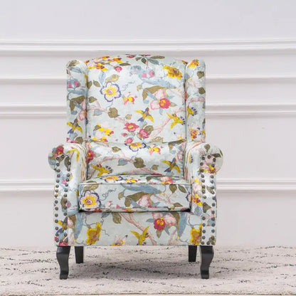 Upholstered Trim Wingback Armchair with Nailhead Trim