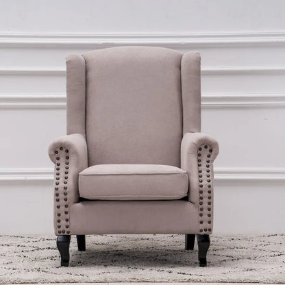 Upholstered Trim Wingback Armchair with Nailhead Trim