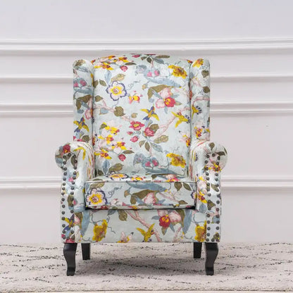 Upholstered Trim Wingback Armchair with Nailhead Trim