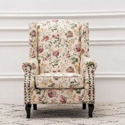 Upholstered Trim Wingback Armchair with Nailhead Trim