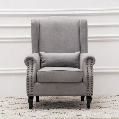 Upholstered Trim Wingback Armchair with Nailhead Trim