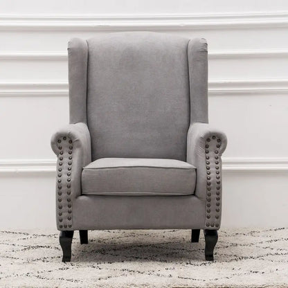 Upholstered Trim Wingback Armchair with Nailhead Trim