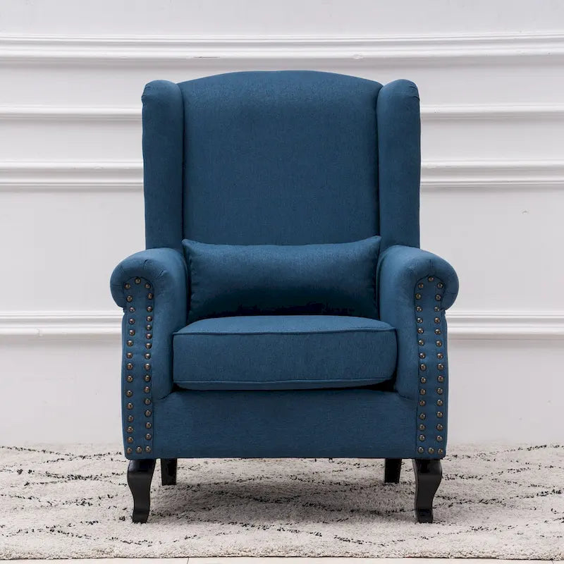 Upholstered Trim Wingback Armchair with Nailhead Trim