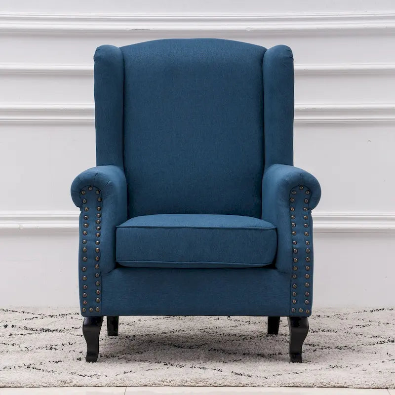 Upholstered Trim Wingback Armchair with Nailhead Trim