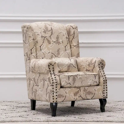 Upholstered Trim Wingback Armchair with Nailhead Trim