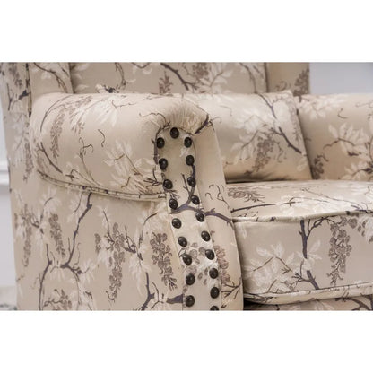Upholstered Trim Wingback Armchair with Nailhead Trim