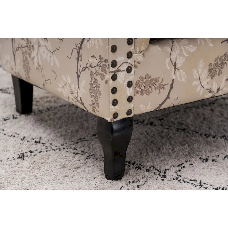 Upholstered Trim Wingback Armchair with Nailhead Trim