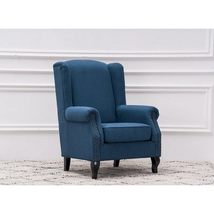 Upholstered Trim Wingback Armchair with Nailhead Trim
