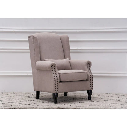 Upholstered Trim Wingback Armchair with Nailhead Trim