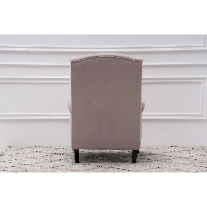 Upholstered Trim Wingback Armchair with Nailhead Trim