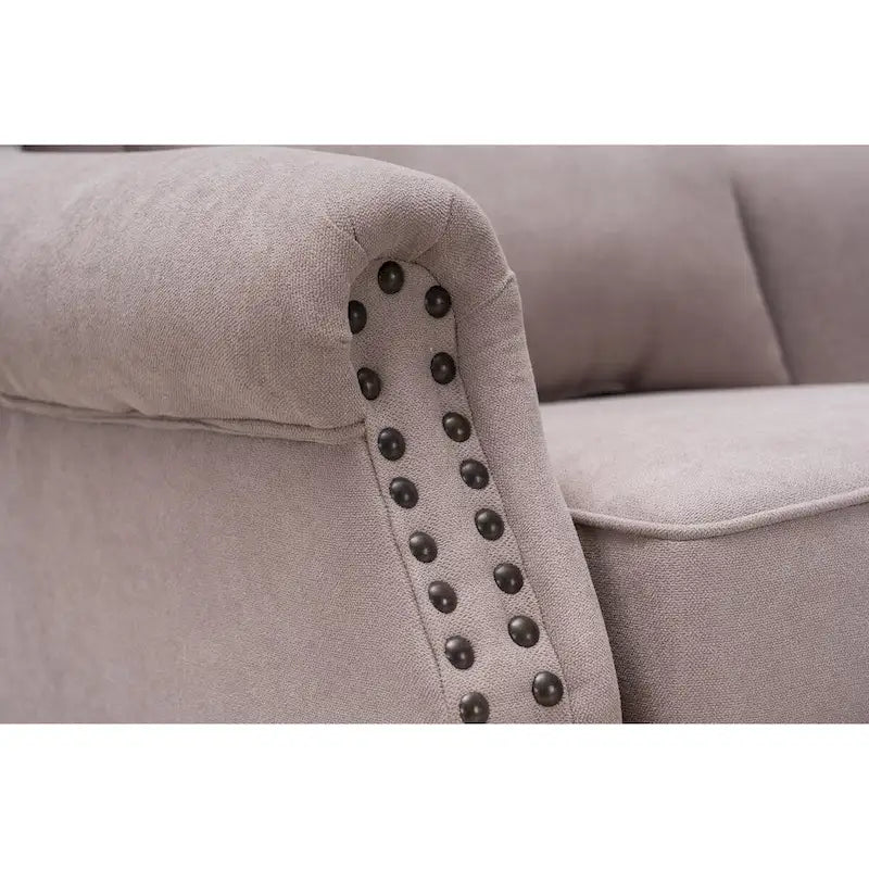 Upholstered Trim Wingback Armchair with Nailhead Trim