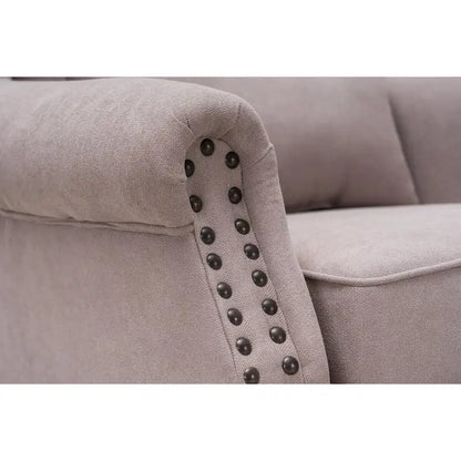 Upholstered Trim Wingback Armchair with Nailhead Trim