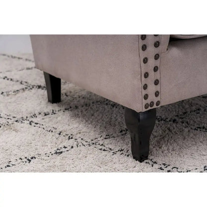 Upholstered Trim Wingback Armchair with Nailhead Trim