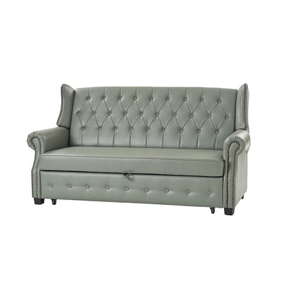 Ruedi Transitional 73.6 Vegan Leather Sofa Bed with Tufted Back and Nailhead by HULALA HOME