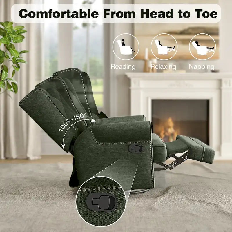 Swivel Recliner Chair with Extra Large Footrest, Grey