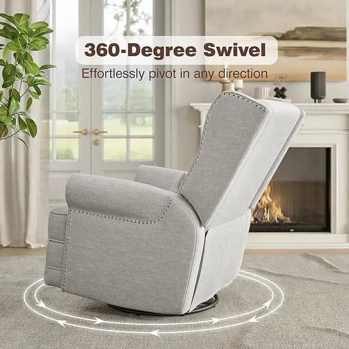 Swivel Recliner Chair with Extra Large Footrest, Grey