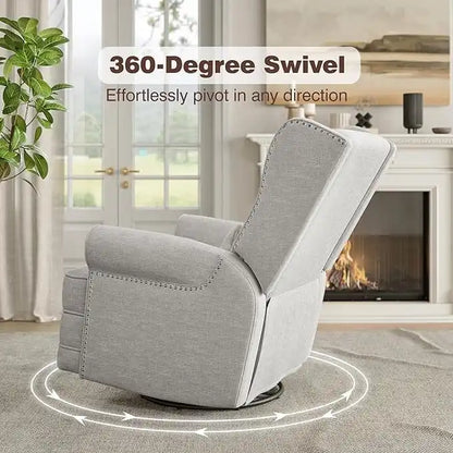 Swivel Recliner Chair with Extra Large Footrest, Grey