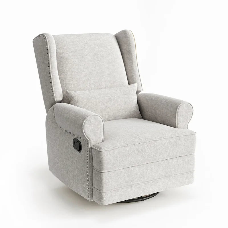 Swivel Recliner Chair with Extra Large Footrest, Grey