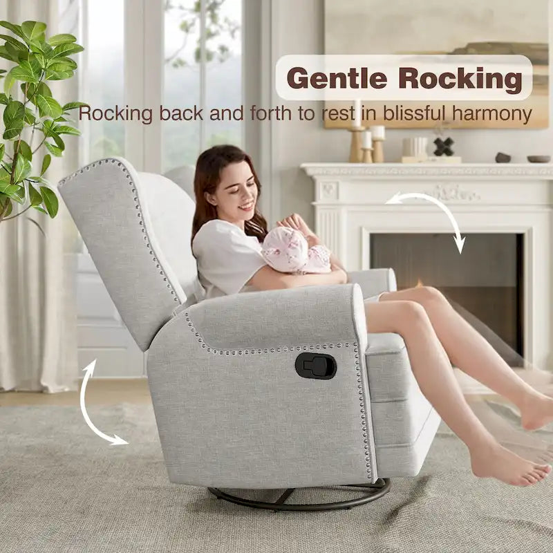 Swivel Recliner Chair with Extra Large Footrest, Grey