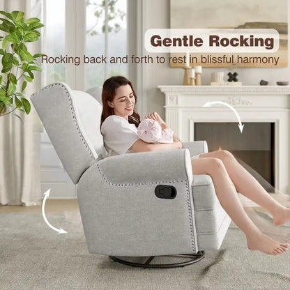 Swivel Recliner Chair with Extra Large Footrest, Grey