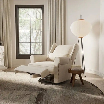 Swivel Recliner Chair with Extra Large Footrest, Grey