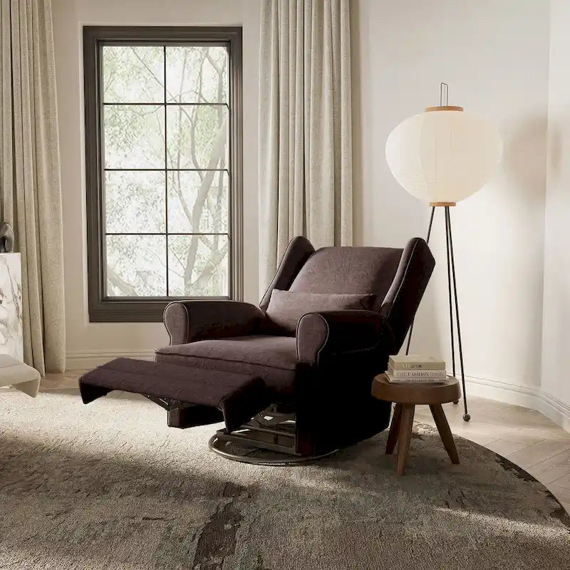 Swivel Recliner Chair with Extra Large Footrest, Grey