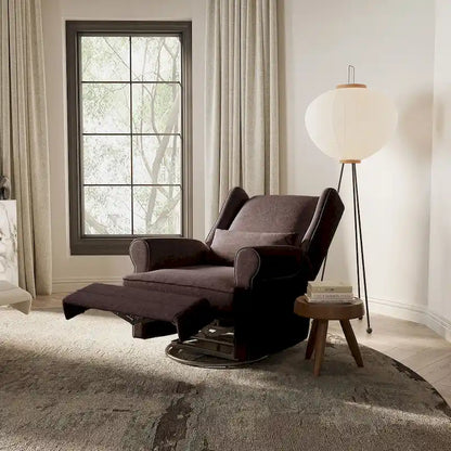 Swivel Recliner Chair with Extra Large Footrest, Grey