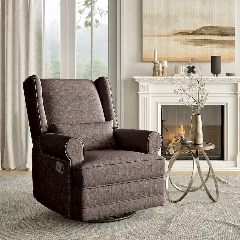 Swivel Recliner Chair with Extra Large Footrest, Grey