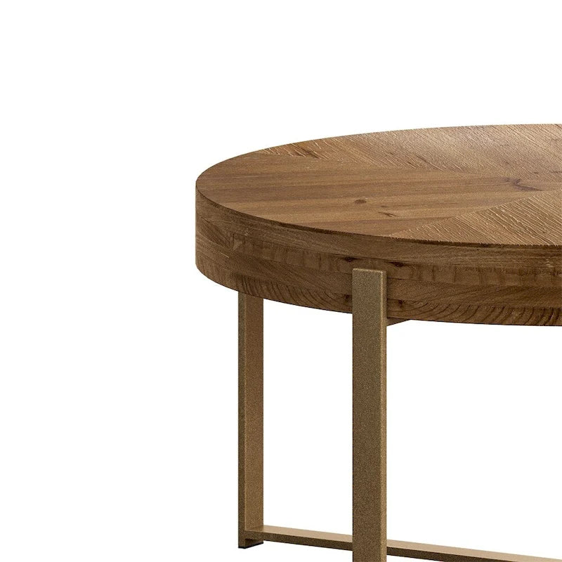 Wood Round Coffee Table with Cross Legs Base