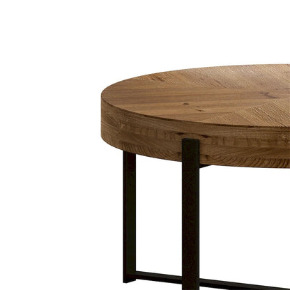 Wood Round Coffee Table with Cross Legs Base