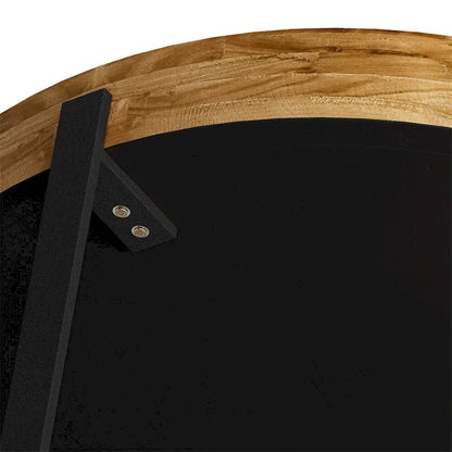 Wood Round Coffee Table with Cross Legs Base