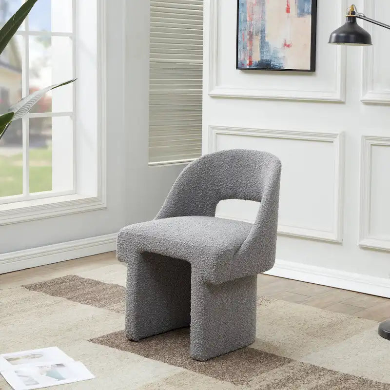 Boucle Modern Elegant Upholstered Accent Chair with MDF Wood Frame for Home Office Living Room & Bedroom