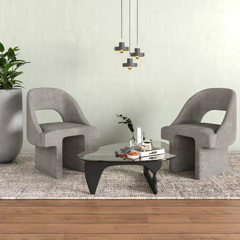 Boucle Modern Elegant Upholstered Accent Chair with MDF Wood Frame for Home Office Living Room & Bedroom