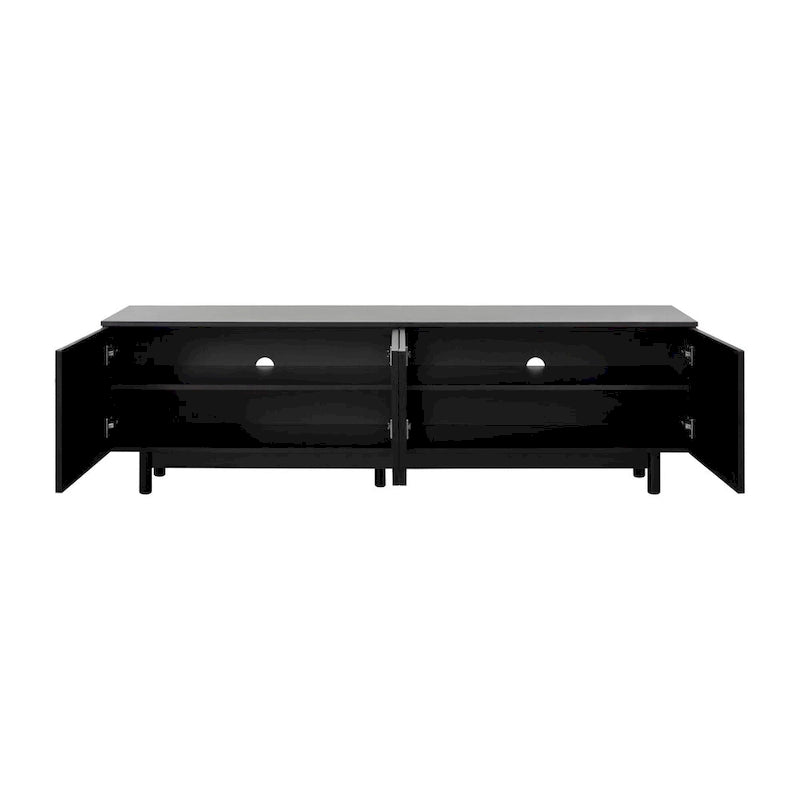 TV Stand for TVs Up to 78, Entertainment Center with Solid Wood Legs, Practical Media Console with Adjustable Shelves
