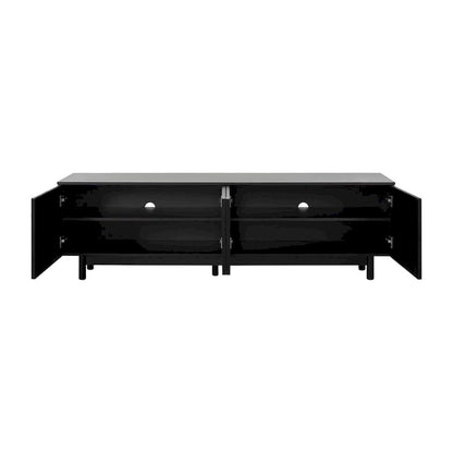 TV Stand for TVs Up to 78, Entertainment Center with Solid Wood Legs, Practical Media Console with Adjustable Shelves