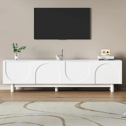 TV Stand for TVs Up to 78, Entertainment Center with Solid Wood Legs, Practical Media Console with Adjustable Shelves