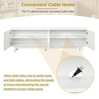 TV Stand for TVs Up to 78, Entertainment Center with Solid Wood Legs, Practical Media Console with Adjustable Shelves