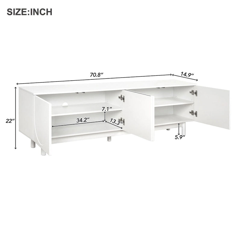 TV Stand for TVs Up to 78, Entertainment Center with Solid Wood Legs, Practical Media Console with Adjustable Shelves