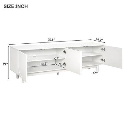 TV Stand for TVs Up to 78, Entertainment Center with Solid Wood Legs, Practical Media Console with Adjustable Shelves