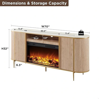 70 Modern Luxury Fireplace TV Stand, Entertainment Center, TV Console