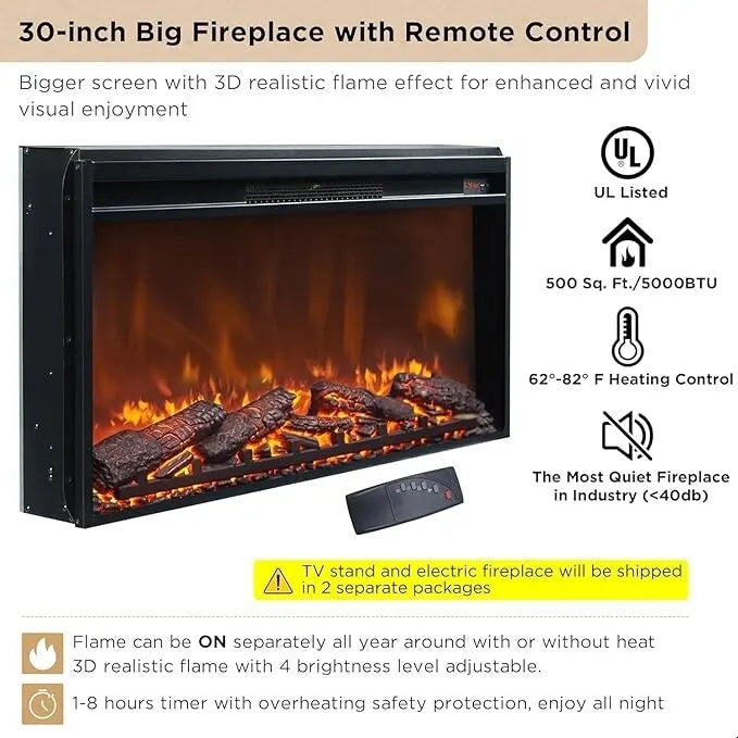 70 Modern Luxury Fireplace TV Stand, Entertainment Center, TV Console