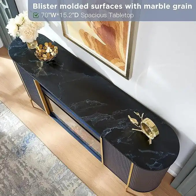 70 Modern Luxury Fireplace TV Stand, Entertainment Center, TV Console